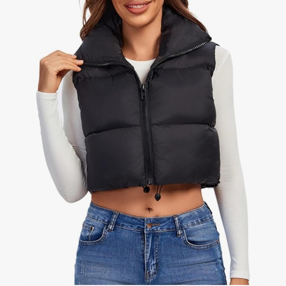 Black puffer vest
